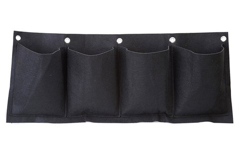 4 zsebes, falra akasztható virágtartó fekete színben