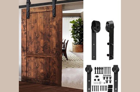 Tolóajtó sín szett fém vasalattal és görgőkkel