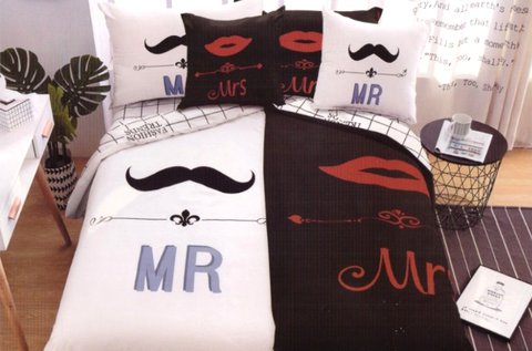 6 részes Mr & Mrs pamut ágyneműhuzat garnitúra