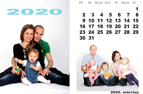 2020-as családi naptár fotózás akár 6 fő részére