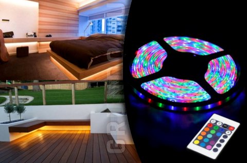 5 m-es vízálló RGB LED szalag szett távirányítóval