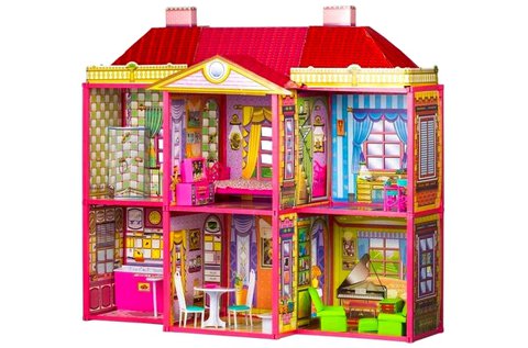 Ecotoys Villa 2 szintes babaház bútorokkal
