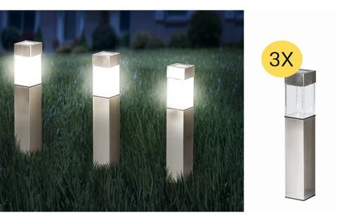 3 db földbe szúrható kerti szolár lámpa