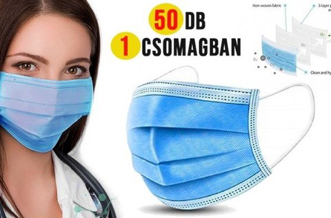 3 rétegű szájmaszk 50 db-os csomagban