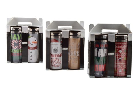 2 db-os karácsonyi mintás autós pohár szett