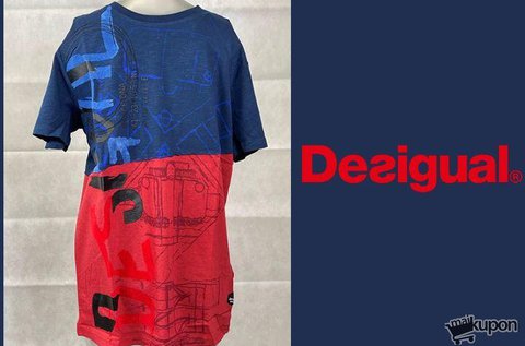 Színes, férfi Desigual pamut póló vidám színekkel