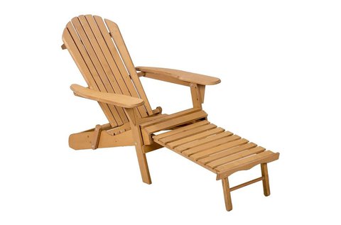 Fából készült kerti szék kihúzható lábtartóval