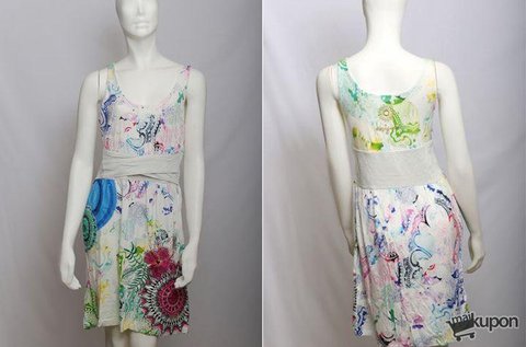 Desigual mintás, ujjatlan nyári pamut ruha