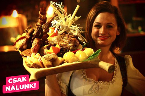 Középkori főúri lakoma bőségtállal, desszerttel