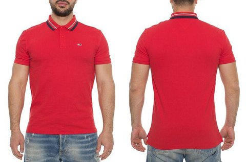 Tommy Jeans férfi galléros póló piros színben