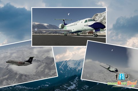 Repülőgép vezetés szimuláció a téli Alpok felett