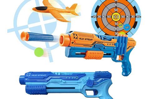 Játékfegyver kiegészítőkkel, 2 színben