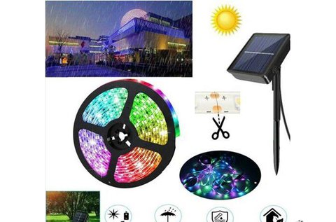 5 m-es napelemes kültéri színes LED-szalag