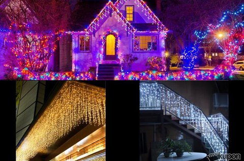 300 LED-es karácsonyi jégcsap fényfüzér