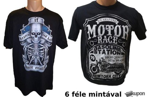 Egyedi fekete póló 6 különböző mintával