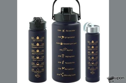 3 részes motivációs kulacs szett fekete színben