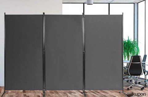 Mobil térelválasztó stabil fém vázzal, szürke színben