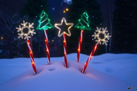 Világító karácsonyi díszek napelemes kerti dekor