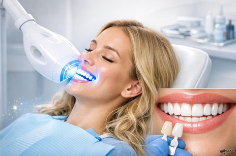 Kíméletes LED lámpás fogfehérítés peroxid nélkül