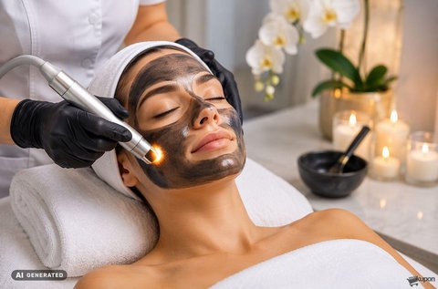 Carbon peeling kezelés tápláló arcpakolással