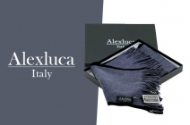 Alexluca Italy elegáns férfi sál fekete és szürke színben, díszdobozban