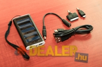 Solar Charger napelemes telefontöltő USB kábellel, iPhone és micro-USB csatlakoztatóval, hosszabbítóval