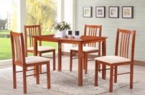Párma 4 személyes étkezőgarnitúra 110x70x73 cm-es asztallal és 4 db textil kárpitozású fa székkel