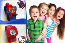 Szilikon gyermek karóra Hello Kitty, Minnie és Pókember mintával, flexibilis szíjjal