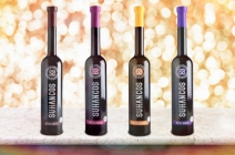 1-1 palack Suhancos Mézes Málna, Mézes Bodza, Barack- és Meggypálinka 12 db pohárral