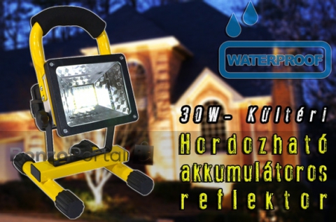 30 W-os hordozható akkumulátoros LED reflektor