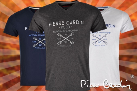 Pierre Cardin V-nyakú férfi pólók szezonális grafikával