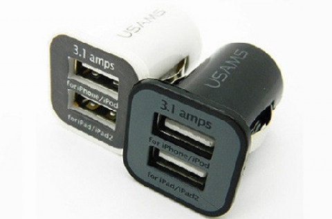 Dupla autós USB-töltő 2 színben
