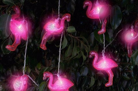 Flamingó LED füzér 10 világító pink flamingóval