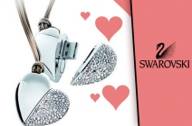 8 GB-os Swarovski kristállyal díszített szív pendrive ezüst, ezüst-piros és piros színben