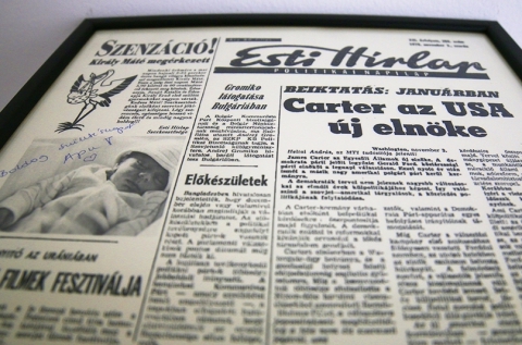 Születésnapi újság címlap az ünnepeltről egy cikkel