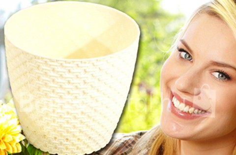 Nagy, fonott hatású virágtartó kaspó