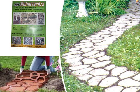 Műanyag térkősablon kerti ösvény készítéséhez