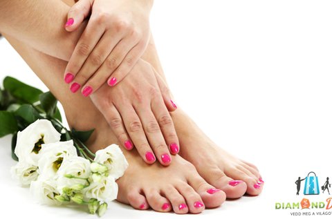 Teljes körű pedikűr gél lakkozással lábra