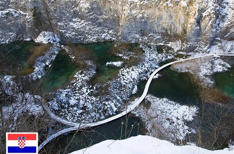 Téli varázs a festői szépségű Plitvicei-tavaknál