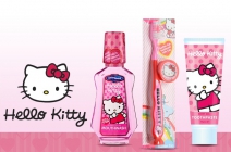 SpongyaBob vagy Hello Kitty szájápoló készlet gyerekeknek 2 db fogkefével, 1 tubus fogkrémmel és 1 üveg rágógumi ízesítésű szájvízzel