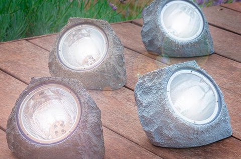 Mesterséges napelemes kő 4 fehér fényű LED-del