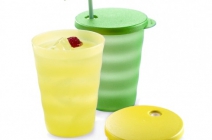 2 db-os Tupperware Új hullám szívószálas pohár szett zöld, citromsárga, lila és kék színben (330 ml)