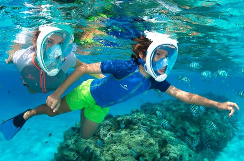 Teljes arcos búvármaszk rózsaszín vagy kék színben