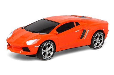 Világító és zenélő autó narancssárga színben